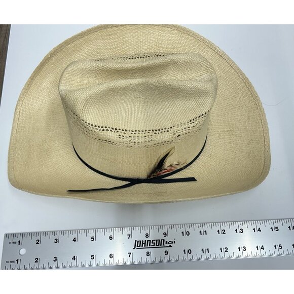 Stetson Cattleman Cowboy Hat Size 7 1/4 Feather In Band Natural Rodeo Festival - Picture 7 of 13